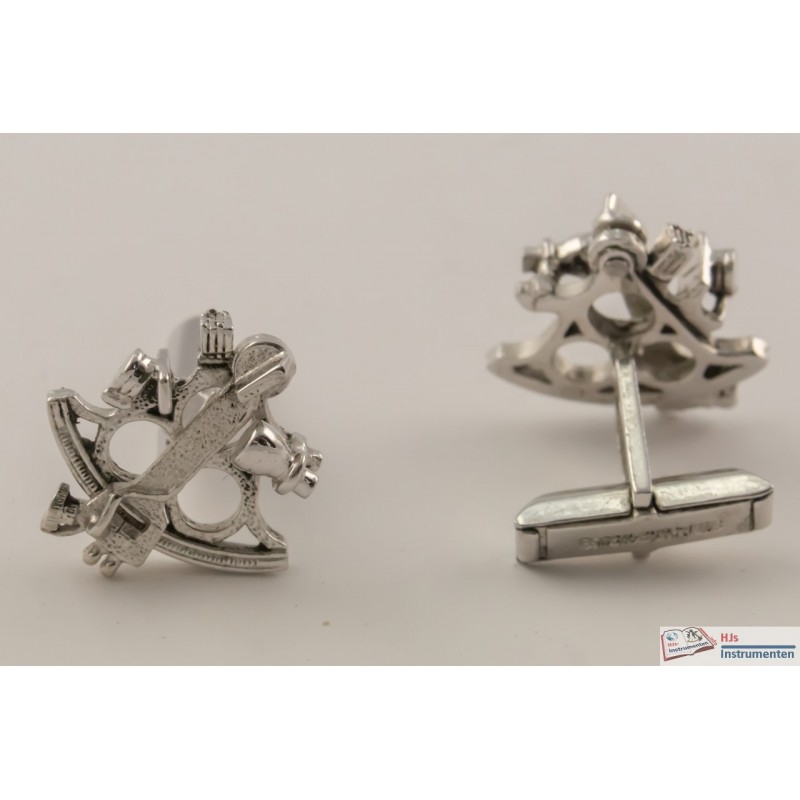 Silver sextant cufflinks