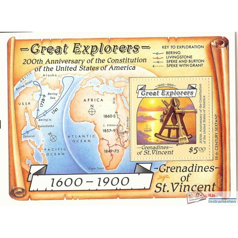 Grenadines great explorers stamp